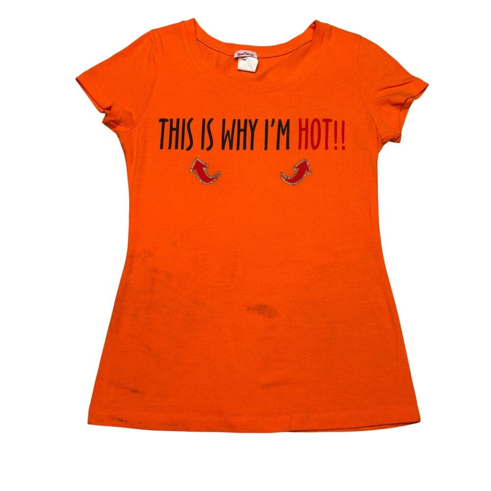 Vintage Y2K Bling Bling This Is Why I'm Hot Baby Tee Shirt Women's Large Funny